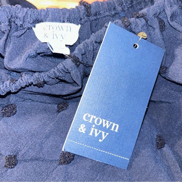 Crown & Ivy Women's Short Sleeve Novelty Woven A-Line Dress Puff Sleeves Size L - Picture 5 of 5